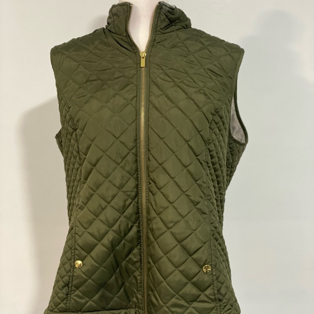 Laura Scott Olive Quilted Vest
